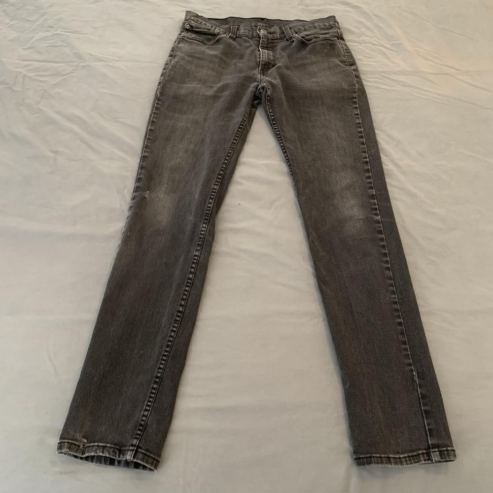 Levis 511 Jeans Mens 33x34 Gray Medium Wash Distressed Thrashed‎ Streetwear Punk